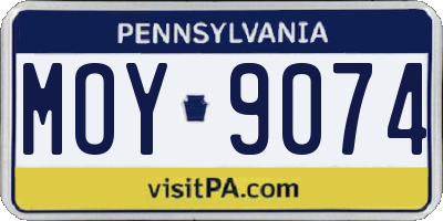 PA license plate MOY9074