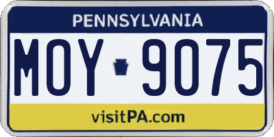 PA license plate MOY9075
