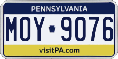 PA license plate MOY9076