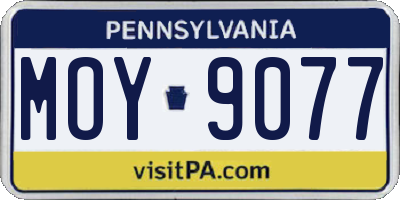 PA license plate MOY9077