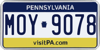 PA license plate MOY9078