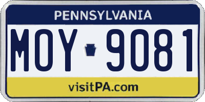 PA license plate MOY9081