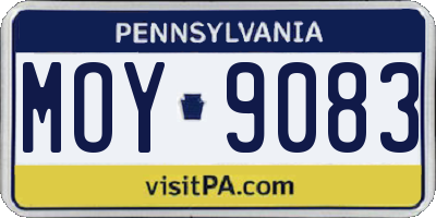 PA license plate MOY9083