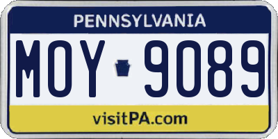 PA license plate MOY9089