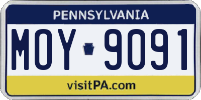 PA license plate MOY9091