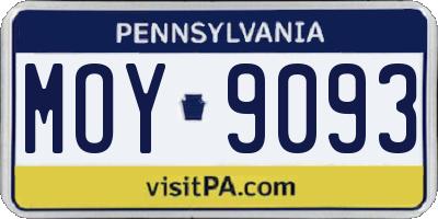 PA license plate MOY9093