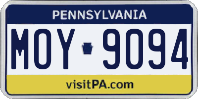 PA license plate MOY9094