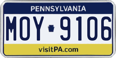 PA license plate MOY9106