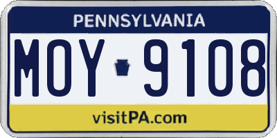 PA license plate MOY9108