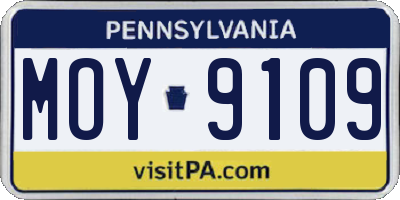 PA license plate MOY9109