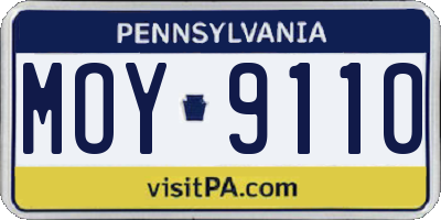 PA license plate MOY9110