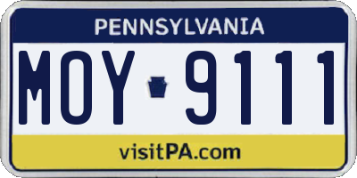 PA license plate MOY9111