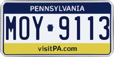 PA license plate MOY9113