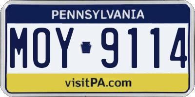 PA license plate MOY9114