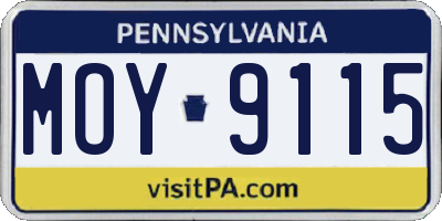 PA license plate MOY9115
