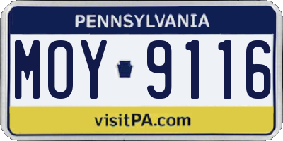PA license plate MOY9116