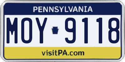 PA license plate MOY9118