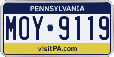 PA license plate MOY9119