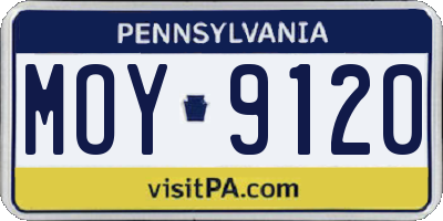 PA license plate MOY9120