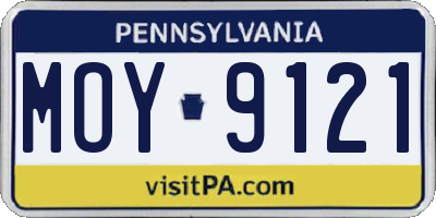 PA license plate MOY9121