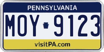 PA license plate MOY9123