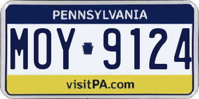 PA license plate MOY9124