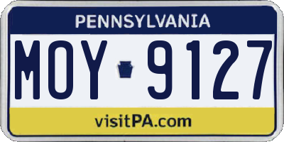 PA license plate MOY9127