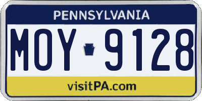 PA license plate MOY9128