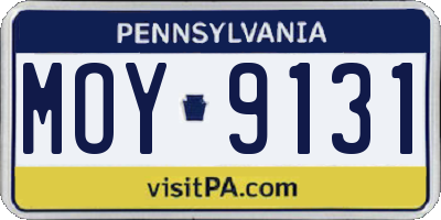 PA license plate MOY9131