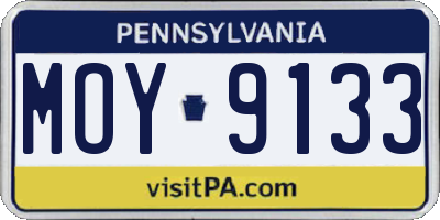 PA license plate MOY9133