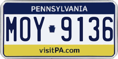 PA license plate MOY9136