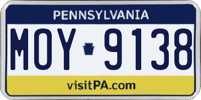 PA license plate MOY9138