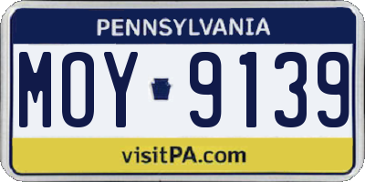 PA license plate MOY9139