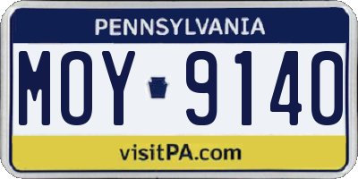 PA license plate MOY9140