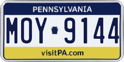 PA license plate MOY9144