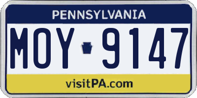 PA license plate MOY9147