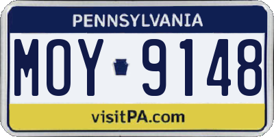 PA license plate MOY9148