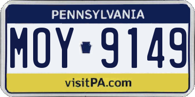 PA license plate MOY9149