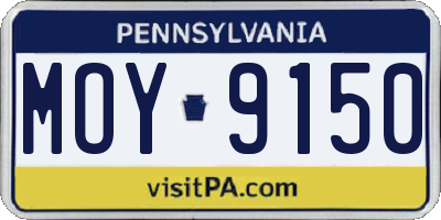 PA license plate MOY9150