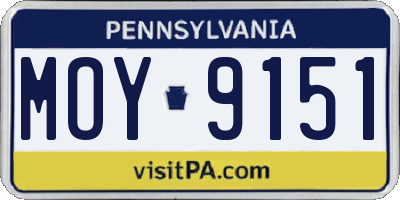 PA license plate MOY9151
