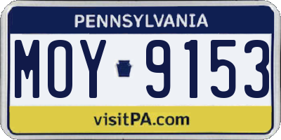 PA license plate MOY9153