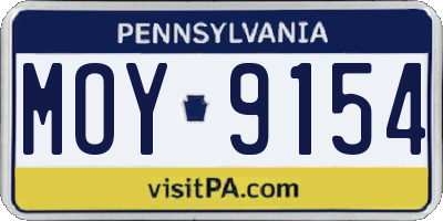 PA license plate MOY9154