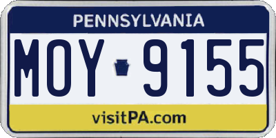 PA license plate MOY9155