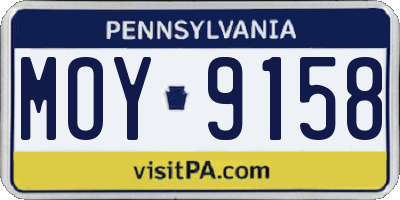 PA license plate MOY9158