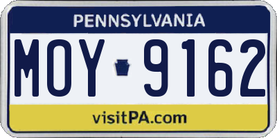 PA license plate MOY9162