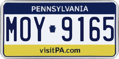 PA license plate MOY9165