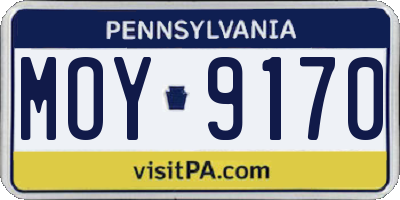 PA license plate MOY9170