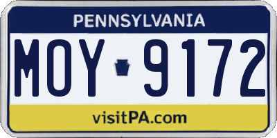 PA license plate MOY9172