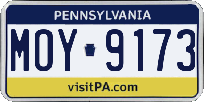 PA license plate MOY9173