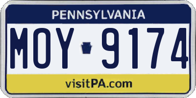 PA license plate MOY9174